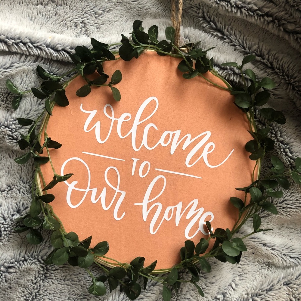 Welcome hoop wreath